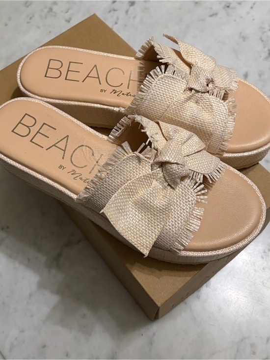 Beach By Matisse Shoes - Cream Bow Slide Sandals NWT